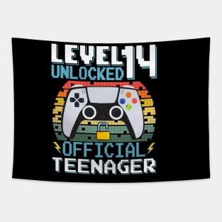 Level 14 Unlocked Official Teenager 14th Birthday Gamer Tapestry