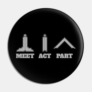 Meet. Act. Part. Pin