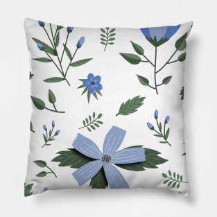 Blue Flower Floral Print Pillow