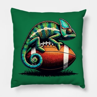 Chameleon on football Pillow