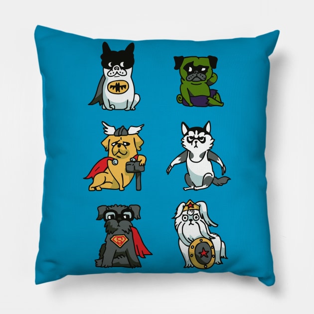 Superhero Puppies Pillow by huebucket