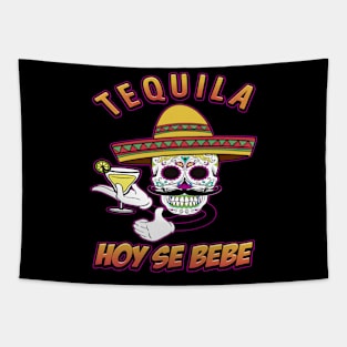 TEQUILA HOY SE BEBE Skull Design Tapestry