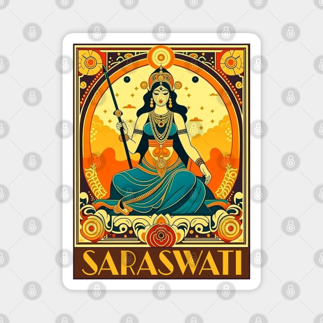 Art Deco Saraswati Magnet by HolidayBug