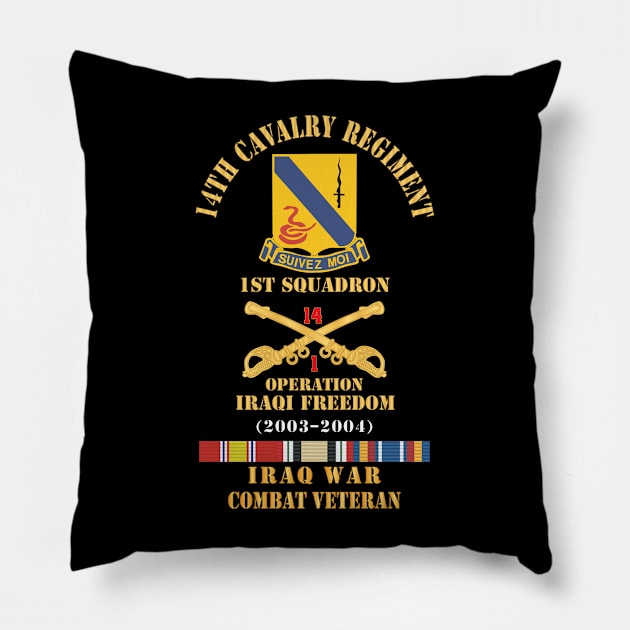 Army - 14th Cavalry Regiment w Cav Br - 1st Squadron - OIF - 2003–2004 - Red Txt Cbt Vet w IRAQ SVC X 300 Pillow by twix123844