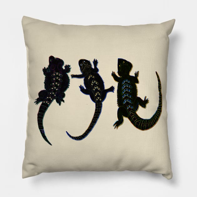 Black Lizards Pillow by PaintingsbyArlette