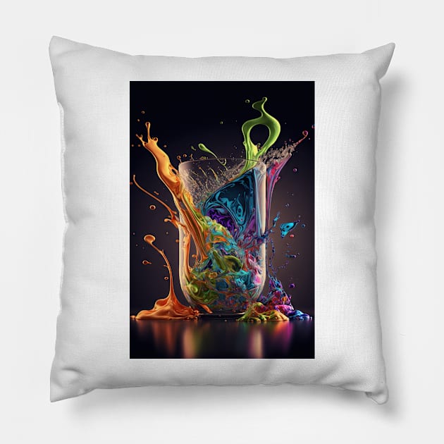 splashing in a glas Pillow by TheMadSwede