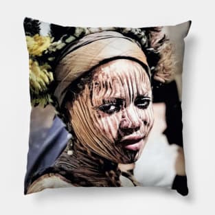 colorized vintage photo of liberian woman Pillow