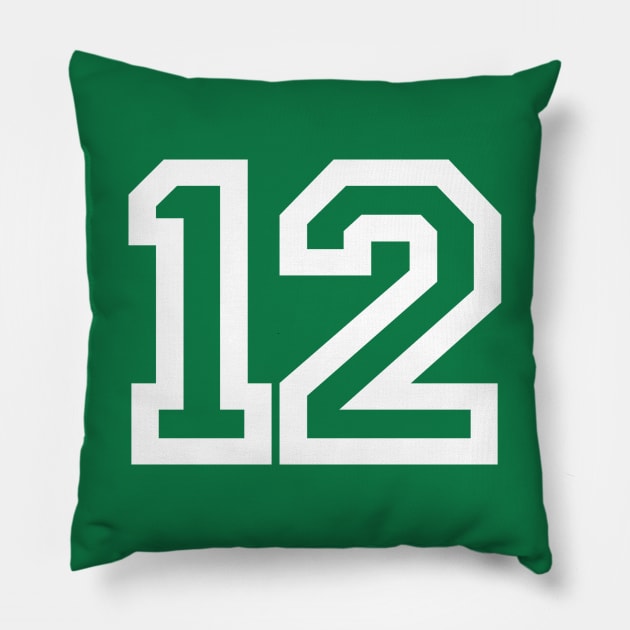 Sports Shirt #12 (white letters) Pillow by One Stop Sports