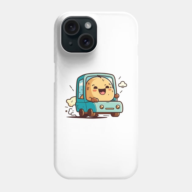 Cute kawaii baby potato driving a car Phone Case by Quixar