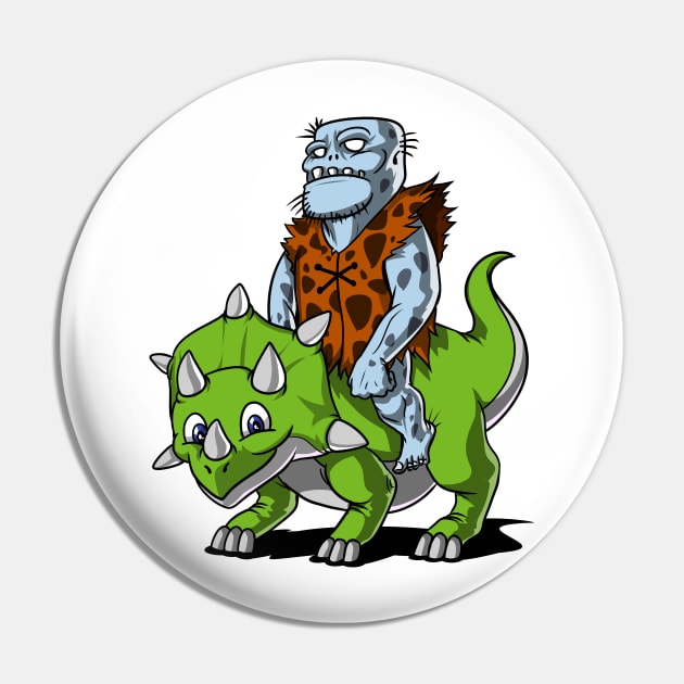 Zombie Riding Triceratops Dinosaur Pin by underheaven