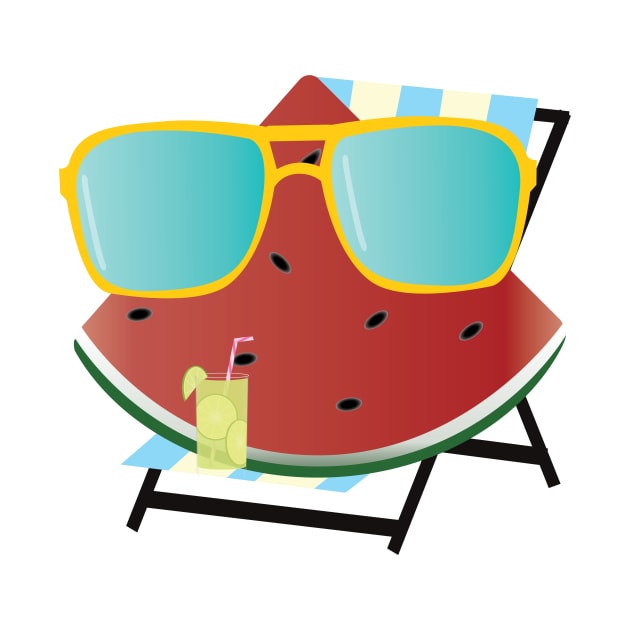 Funny Watermelon with sunglasses illustration by sigdesign