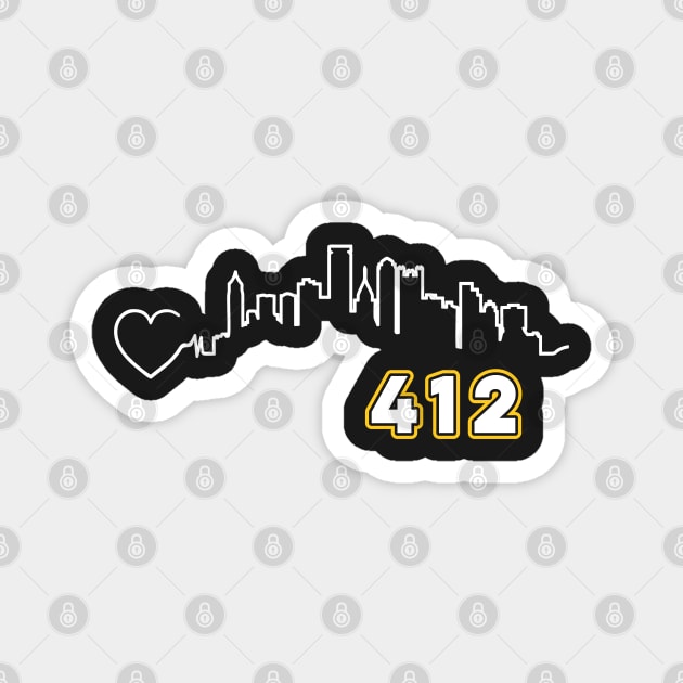 Pittsburgh Skyline 412 Love Steel City The Burgh Silhouette Magnet by markz66