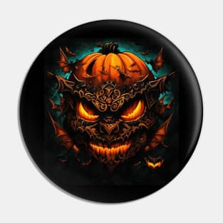 Steampunk Halloween Pumpkin With Mechanical Bats Fantasy Pin