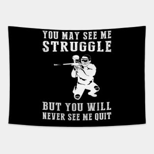 Unyielding Paintball Warrior: A Funny T-Shirt for Resilient Players! Tapestry