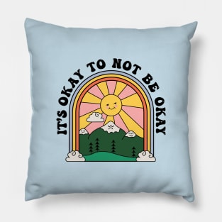 Vintage sun and mountains Pillow