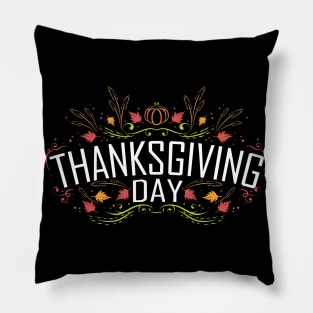 Pumpkin And Leaves Logo For Thanksgiving Day Pillow