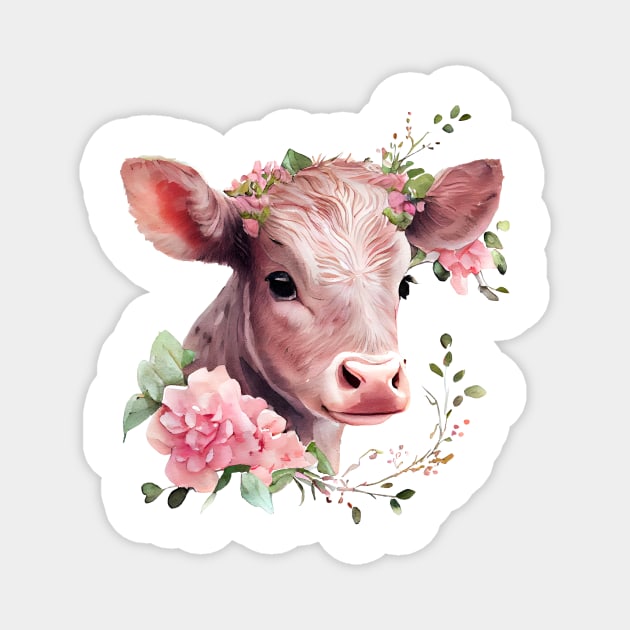 Calf with flowers Magnet by DreamLoudArt