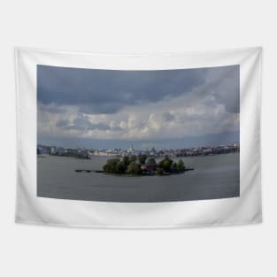 Lonna island with Helsinki cityscape in back Tapestry