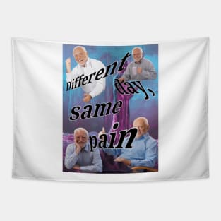 Different Day, Same Pain Harold Meme Tapestry