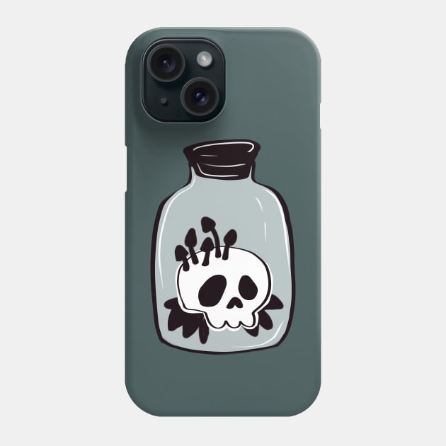 creepy cute skull in a jar Mystic Mushrooms Phone Case by ISFdraw