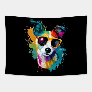 Colourful cool Jack Russell Terrier dog with sunglasses. Tapestry