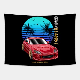 JDM Red Honda S2000 Roadster Sunset Palm Beach Tapestry