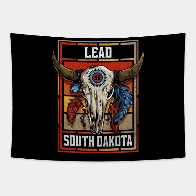 Lead South Dakota Native American Bison Skull Tapestry by SouthDakotaGifts