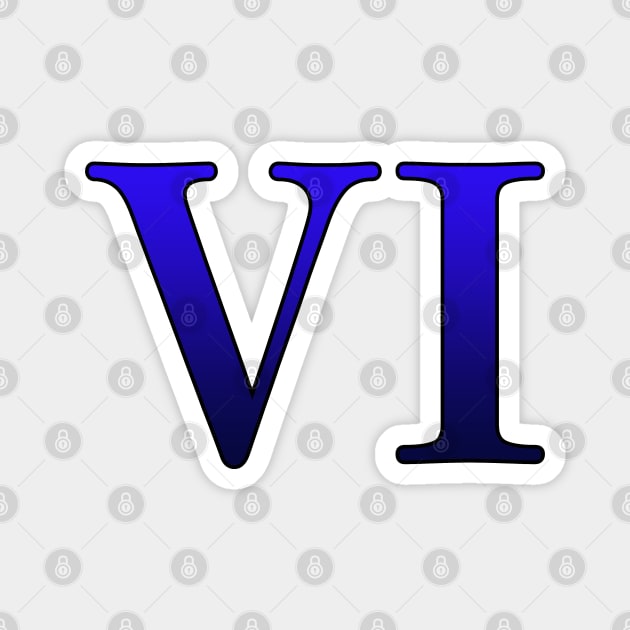 Blue Roman Numeral 6 VI Magnet by Numerica