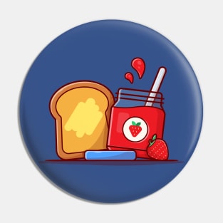 Toast Bread With Strawberry Jam Cartoon Vector Icon Illustration Pin