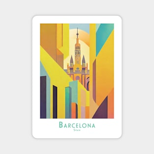 Barcelona Spain Abstract Skyline Magnet