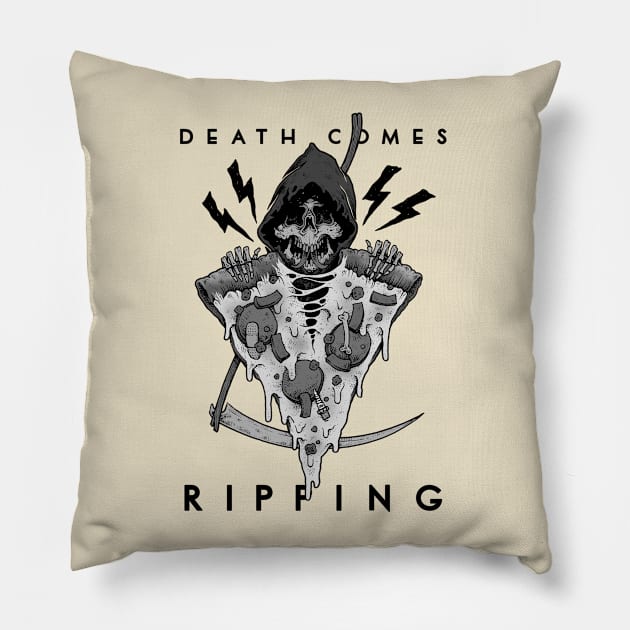 Death Comes Ripping - the colorless edition Pillow by 1000STYLES