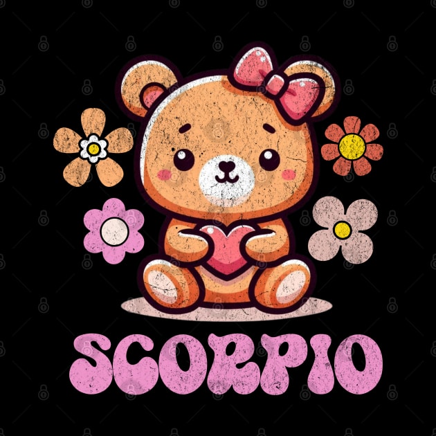 Vintage Scorpio Teddy Bear Zodiac Sign Astrology Cute by Lavender Celeste