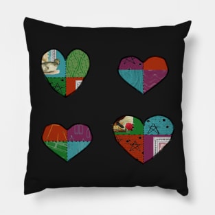 Jewel-Tone Patchwork Hearts Pillow