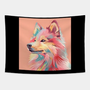 Retro Finnish Spitz: Pastel Pup Revival Tapestry