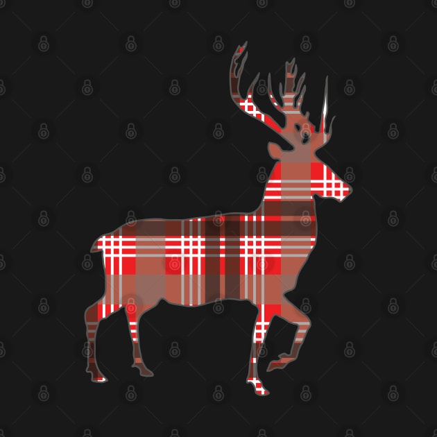 Red, Black and White Tartan Scottish Stag Silhouette by MacPean