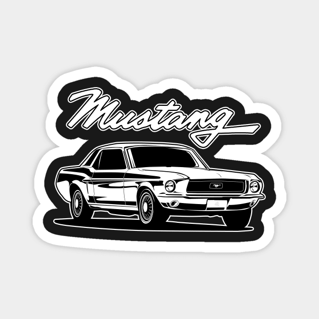 Ford Mustang first generation 1965 vintage cobra pony GT  illustration graphics Magnet by ASAKDESIGNS