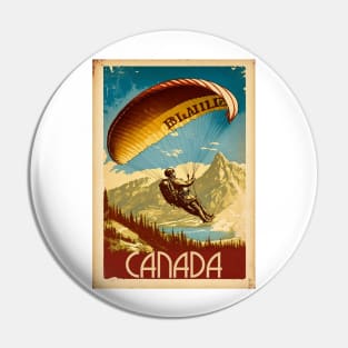 Canada Paragliding Vintage Travel Art Poster Pin