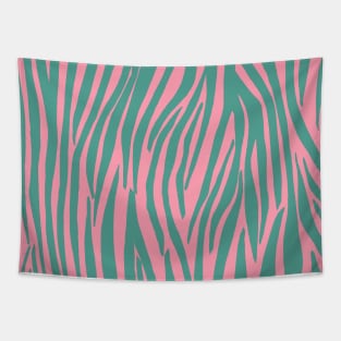 Pink and Green Zebra Stripes Tapestry