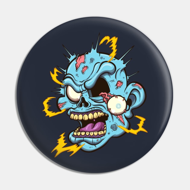 Electrocuted Zombie Head Pin by TheMaskedTooner