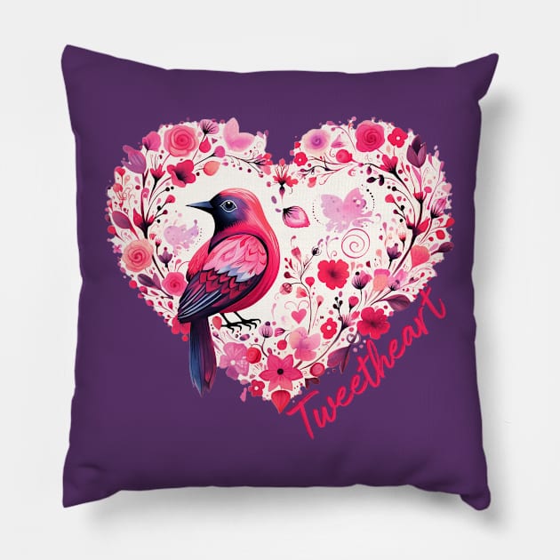 Tweetheart Sweet Bird Pillow by Graphics Gurl