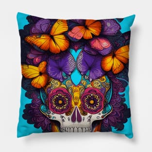 Sugar Skull of Butterflies Pillow