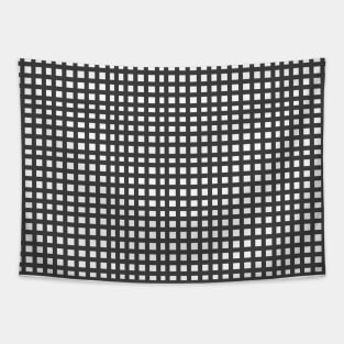 Grey mesh grid square lines pattern Tapestry