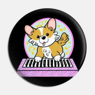 Cute Corgi Plays Piano Pin