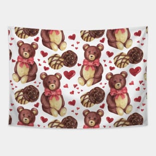 Lovely Bears and Candies Pattern Tapestry