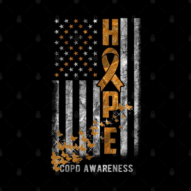 COPD Awareness Hope Flag Orange Butterflies by mythikcreationz