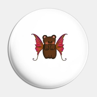 Fairy Teddy Bear with Pink, Orange and Purple  Wings Pin