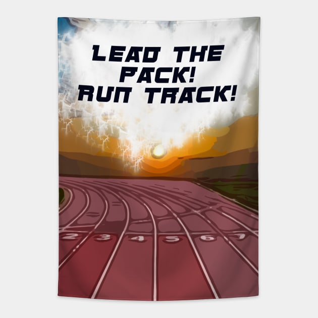 Fasbytes Running ‘ Lead the Pack, Run Track’ Tapestry by FasBytes