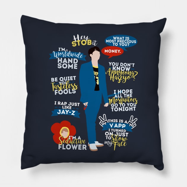 BTS Jin Quotes Pillow by ZeroKara