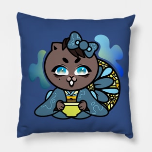 Sitting Geisha (Blue) Pillow