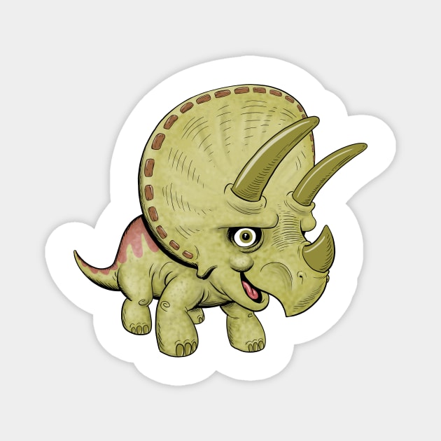 Cute Triceratops Magnet by Lines